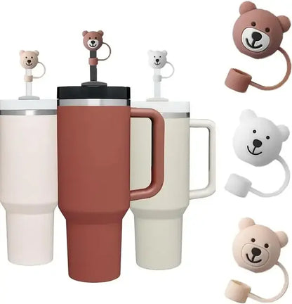 Cute Bear Straw Covers (3-pack) Cover Stanley 30oz & 40oz Silicone Straw Topper Caps