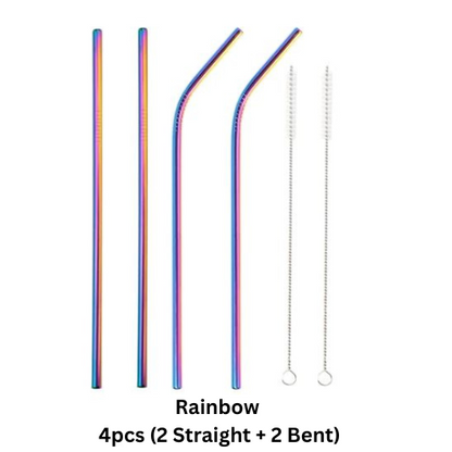 Stainless Steel Straws (4 or 8 pack), Straight/Bent Drinking Straw With Cleaning Brush, Reusable Straw for Stanley Cups