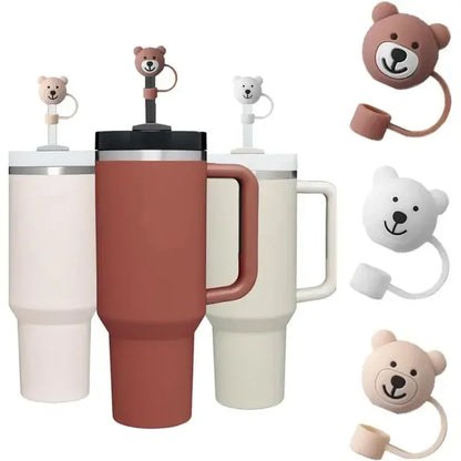 Cute Bear Straw Covers (3-pack) Cover Stanley 30oz & 40oz Silicone Straw Topper Caps