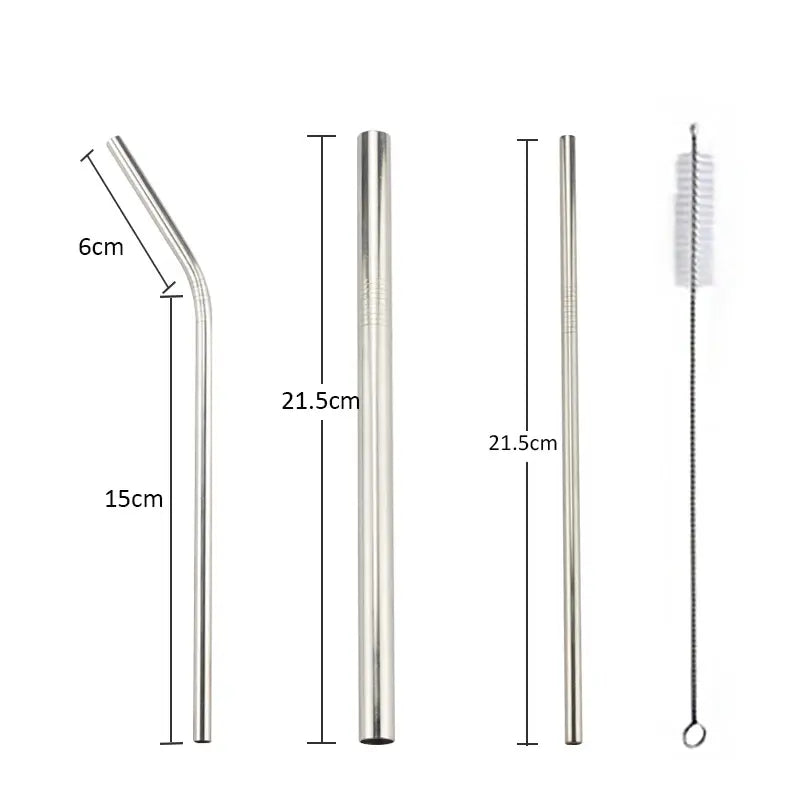 Stainless Steel Straws (4 or 8 pack), Straight/Bent Drinking Straw With Cleaning Brush, Reusable Straw for Stanley Cups