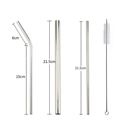 Stainless Steel Straws (4 or 8 pack), Straight/Bent Drinking Straw With Cleaning Brush, Reusable Straw for Stanley Cups