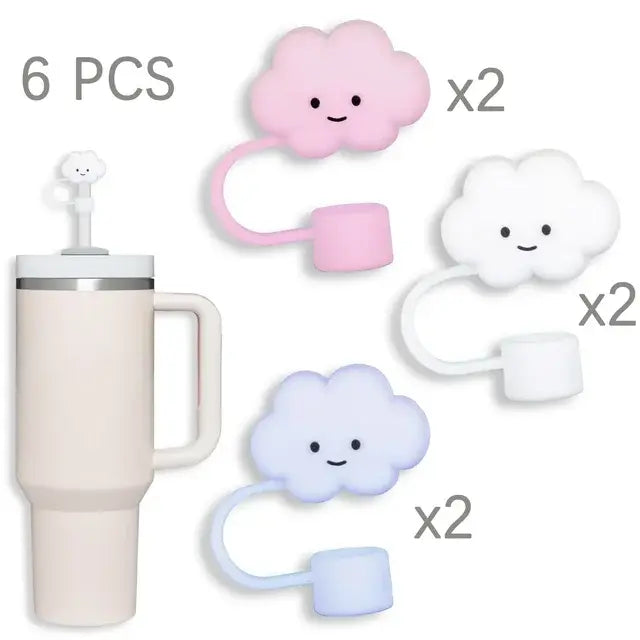 Cloud Straw Covers (3pack) Cap For Stanley Cup Compatible Silicone Reusable Straw Tips 10mm For Drinking Straw Topper Decoration